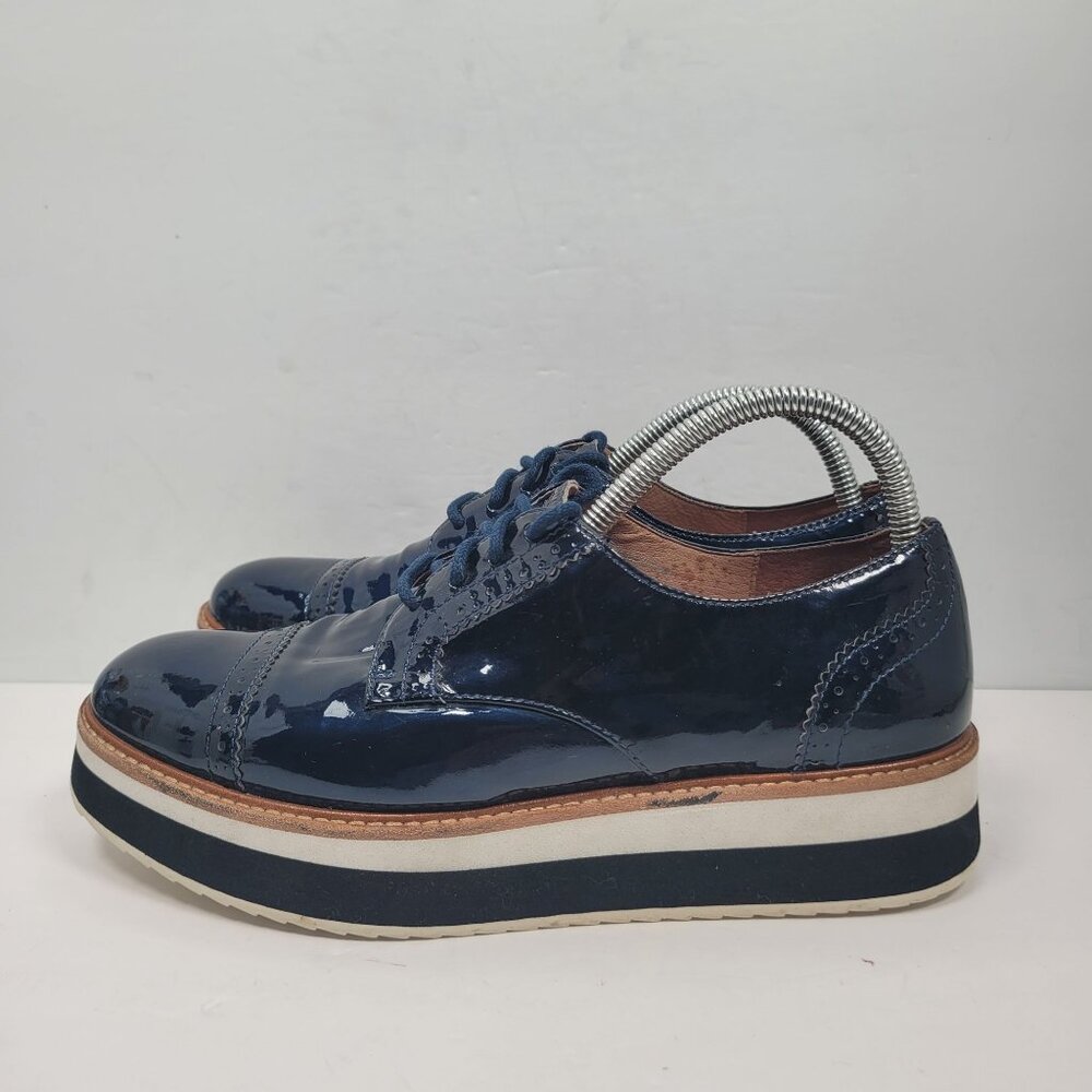 Halogen X Atlantic Pacific Women's Navy Patent Platform Oxford US Size 8M - Picture 2 of 8